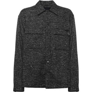 Dolce & Gabbana, Heren, Overhemden, Grijs, Maat: XL Wol,