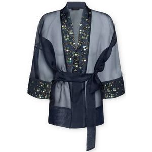 Elena Mirò, Dames, Blouses & Shirts, Blauw, Maat: 2XL Zijde,
