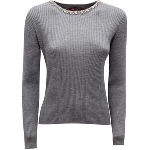 Max Mara, Dames, Truien, Grijs, Maat: L Denim,