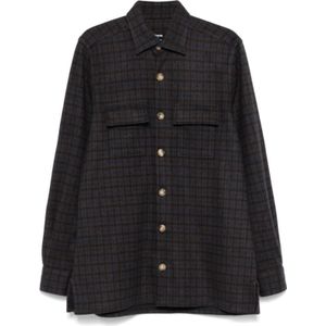 Kiton, Heren, Overhemden, Bruin, Maat: L Flanel,