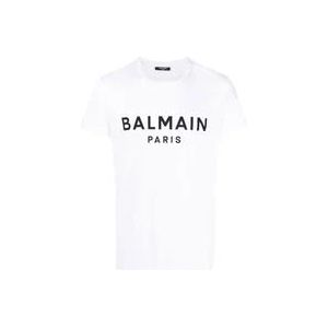 Balmain Witte T-shirts & Polos voor mannen , White , Heren , Maat: XL