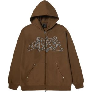 Huf, Heren, Sweatshirts & Hoodies, Bruin, Maat: L Fleece,