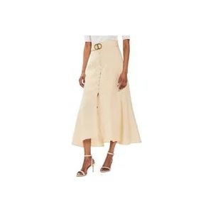 Twinset Lange Linnen Rok , Beige , Dames , Maat: XS