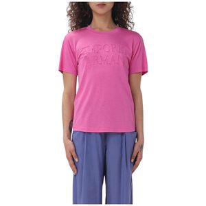 Embroidered Logo Tee - Fuchsia - T-shirt - Korte Mouwen