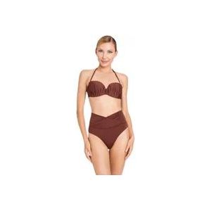 Twinset Plissé Bandeau Bikini Set , Brown , Dames , Maat: L