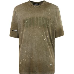 Dsquared2, Heren, Tops, Groen, Maat: L Katoen,