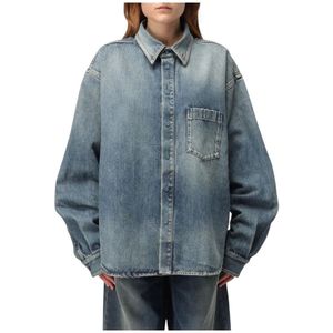 Balenciaga, Dames, Blouses & Shirts, Blauw, Maat: M Denim,