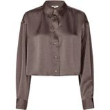 mbyM, Dames, Blouses & Shirts, Bruin, Maat: M/L Satijn,