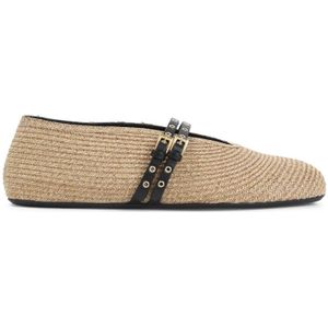 - Paper Straw Ballerinas in zwart