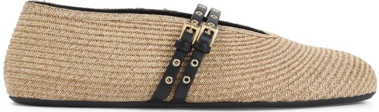 - Paper Straw Ballerinas in zwart