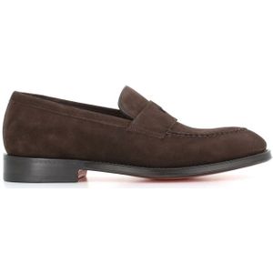 Santoni Donkerbruine Suède Moccasin Sandalen , Brown , Heren , Maat: 42 1/2 EU