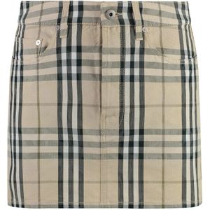 Burberry, Dames, Rokken, Beige, Maat: 2XS Katoen,
