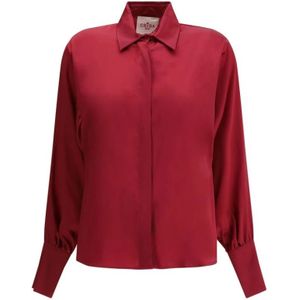 Crida Milano, Dames, Blouses & Shirts, Rood, Maat: XS Zijde,