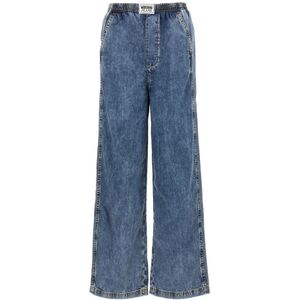 Moschino, Dames, Broeken, Blauw, Maat: W27 Katoen,