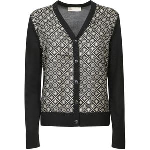 Tory Burch, Dames, Truien, Zwart, Maat: S Zijde,