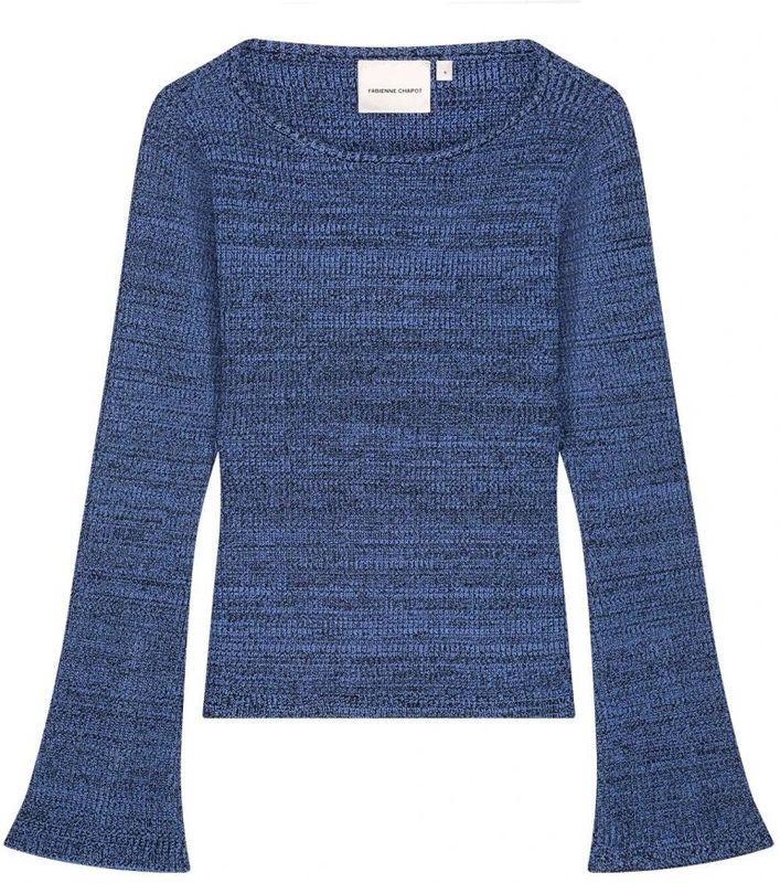 Fabienne Chapot - Truien - Blauw - Aansluitende Gebreide Top - Wijde Mouwen