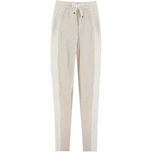Brunello Cucinelli, Heren, Broeken, Wit, Maat: 3XL Linnen,