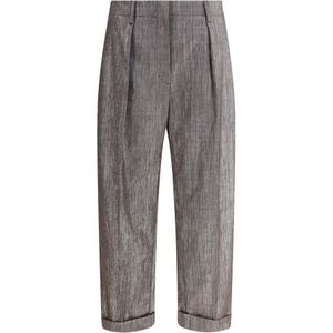 Brunello Cucinelli, Dames, Broeken, Grijs, Maat: XS Wol,