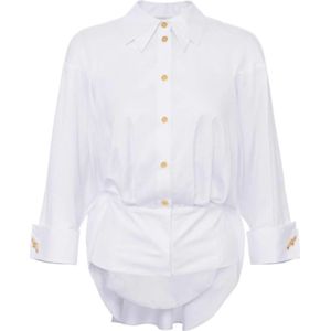 Elisabetta Franchi, Dames, Blouses & Shirts, Wit, Maat: 2XS Katoen,