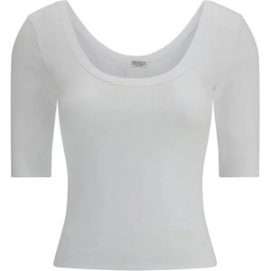 Brunello Cucinelli, Dames, Tops, Wit, Maat: L Katoen,