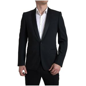 Dolce & Gabbana, Heren, Jassen, Zwart, Maat: M Wol,