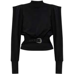 Versace Jeans Couture, Dames, Sweatshirts & Hoodies, Zwart, Maat: L Katoen,