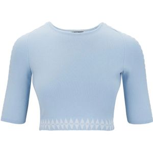 Elisabetta Franchi, Dames, Truien, Blauw, Maat: S Viscose,