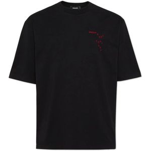 Dsquared2, Heren, Tops, Zwart, Maat: S Katoen,