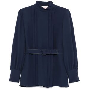 Valentino, Dames, Blouses & Shirts, Blauw, Maat: S Zijde,