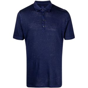 120% Lino, Heren, Tops, Blauw, Maat: 3XL Linnen,