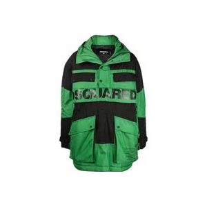 Dsquared2 Blouson Jas met Logo Print , Green , Dames , Maat: S