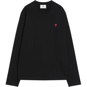 Ami Paris, Heren, Tops, Zwart, Maat: M Katoen,