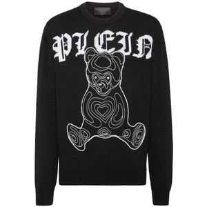 Philipp Plein, Heren, Truien, Zwart, Maat: L Wol,