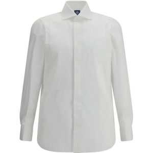 Finamore, Heren, Overhemden, Wit, Maat: M Katoen,