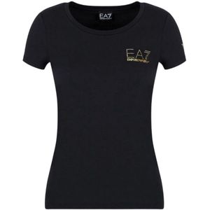 Emporio Armani Ea7, Dames, Tops, Zwart, Maat: XL Katoen,