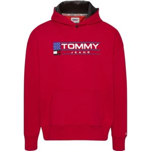 Tommy Jeans, Heren, Sweatshirts & Hoodies, Rood, Maat: S Katoen,