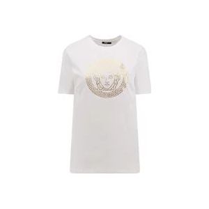 Versace Wit Logo Print T-Shirt , White , Dames , Maat: S