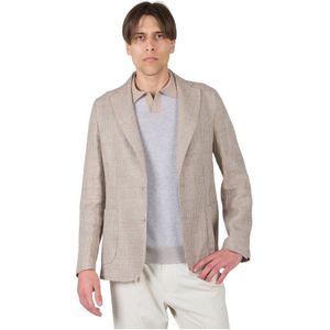 Barba, Heren, Jassen, Beige, Maat: M Linnen,