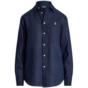 Polo Ralph Lauren, Dames, Blouses & Shirts, Blauw, Maat: M Linnen,