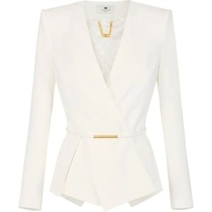 Elisabetta Franchi, Dames, Jassen, Beige, Maat: S Satijn,