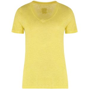 120% Lino, Dames, Tops, Geel, Maat: L Linnen,