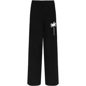 Palm Angels, Dames, Broeken, Zwart, Maat: L Zijde,