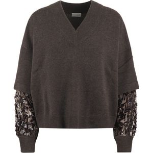 Brunello Cucinelli, Dames, Truien, Bruin, Maat: XS Kasjmier,