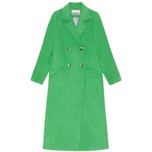 Ganni, Dames, Mantels, Groen, Maat: XS Wol,