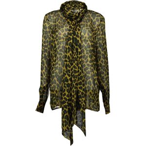 Saint Laurent, Dames, Blouses & Shirts, Groen, Maat: M Zijde,