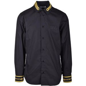 Versace Jeans Couture, Heren, Overhemden, Zwart, Maat: XS Katoen,
