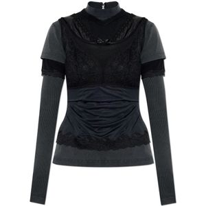 Balenciaga, Dames, Tops, Zwart, Maat: XS Poliester,