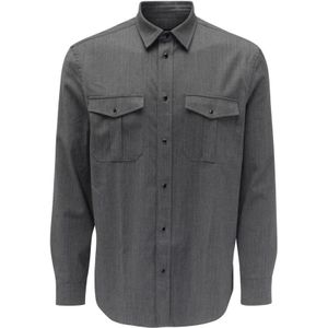 Dondup, Heren, Overhemden, Grijs, Maat: M Wol,