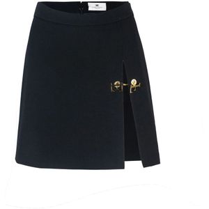 Elisabetta Franchi - Rok - Zwart - Tweekleurig Crêpe - Gouden Detail