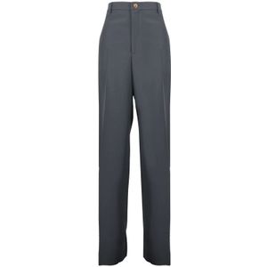 Gucci, Dames, Broeken, Grijs, Maat: 2XS Leer,